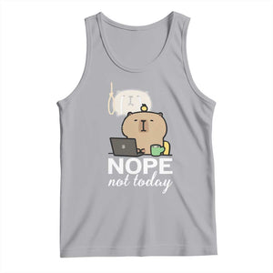 Nope Not Today Tank Top Funny Lazy Capybara Meme TS14 Athletic Heather Print Your Wear
