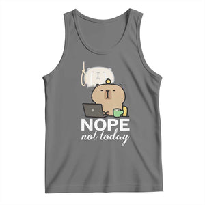Nope Not Today Tank Top Funny Lazy Capybara Meme TS14 Black Heather Print Your Wear