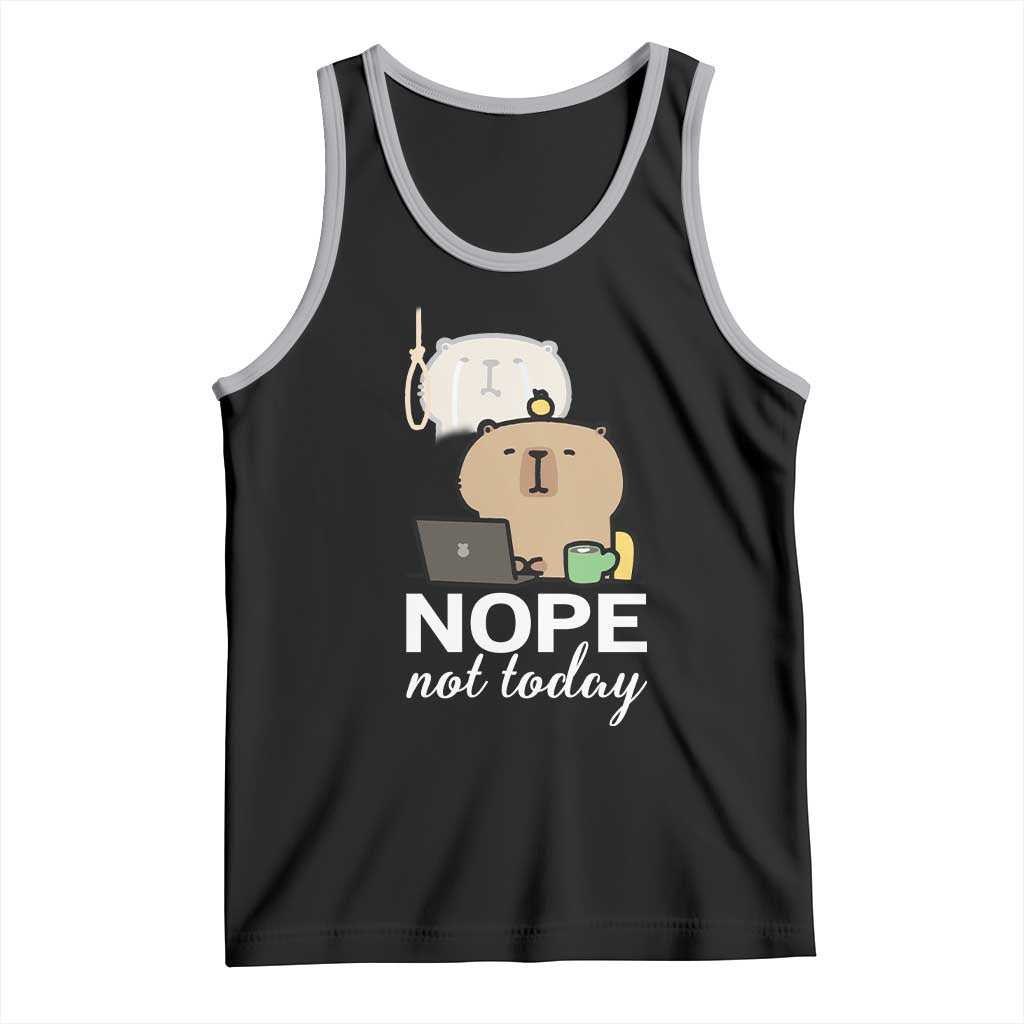 Nope Not Today Tank Top Funny Lazy Capybara Meme TS14 Black Athletic Heather Print Your Wear