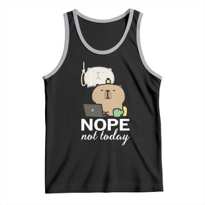 Nope Not Today Tank Top Funny Lazy Capybara Meme TS14 Black Athletic Heather Print Your Wear