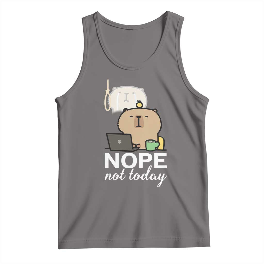 Nope Not Today Tank Top Funny Lazy Capybara Meme TS14 Deep Heather Print Your Wear