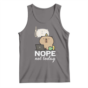 Nope Not Today Tank Top Funny Lazy Capybara Meme TS14 Deep Heather Print Your Wear