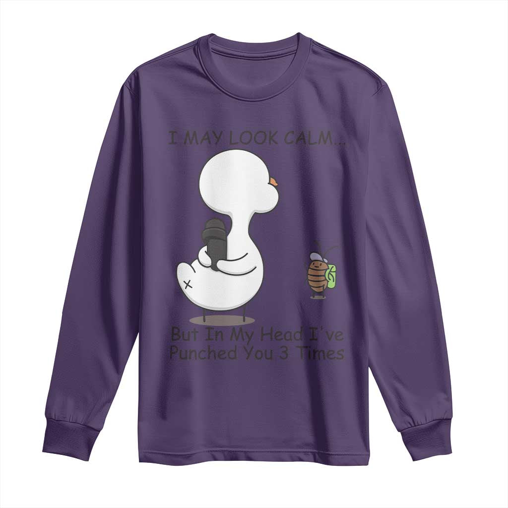In My Head I Have Pecked You 3 Times Long Sleeve Shirt Funny Duck Sarcastic Farm Humor TS14 Purple Print Your Wear