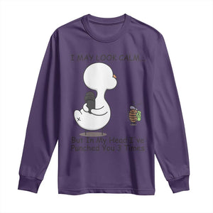 In My Head I Have Pecked You 3 Times Long Sleeve Shirt Funny Duck Sarcastic Farm Humor TS14 Purple Print Your Wear