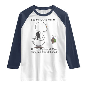 In My Head I Have Pecked You 3 Times Raglan Shirt Funny Duck Sarcastic Farm Humor TS14 White Navy Print Your Wear