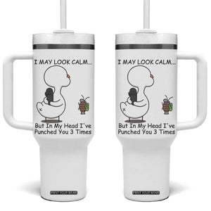 In My Head I Have Pecked You 3 Times Tumbler With Handle Funny Duck Sarcastic Farm Humor TS14 One Size: 40 oz White Print Your Wear