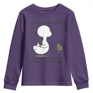 In My Head I Have Pecked You 3 Times Youth Sweatshirt Funny Duck Sarcastic Farm Humor TS14 Purple Print Your Wear