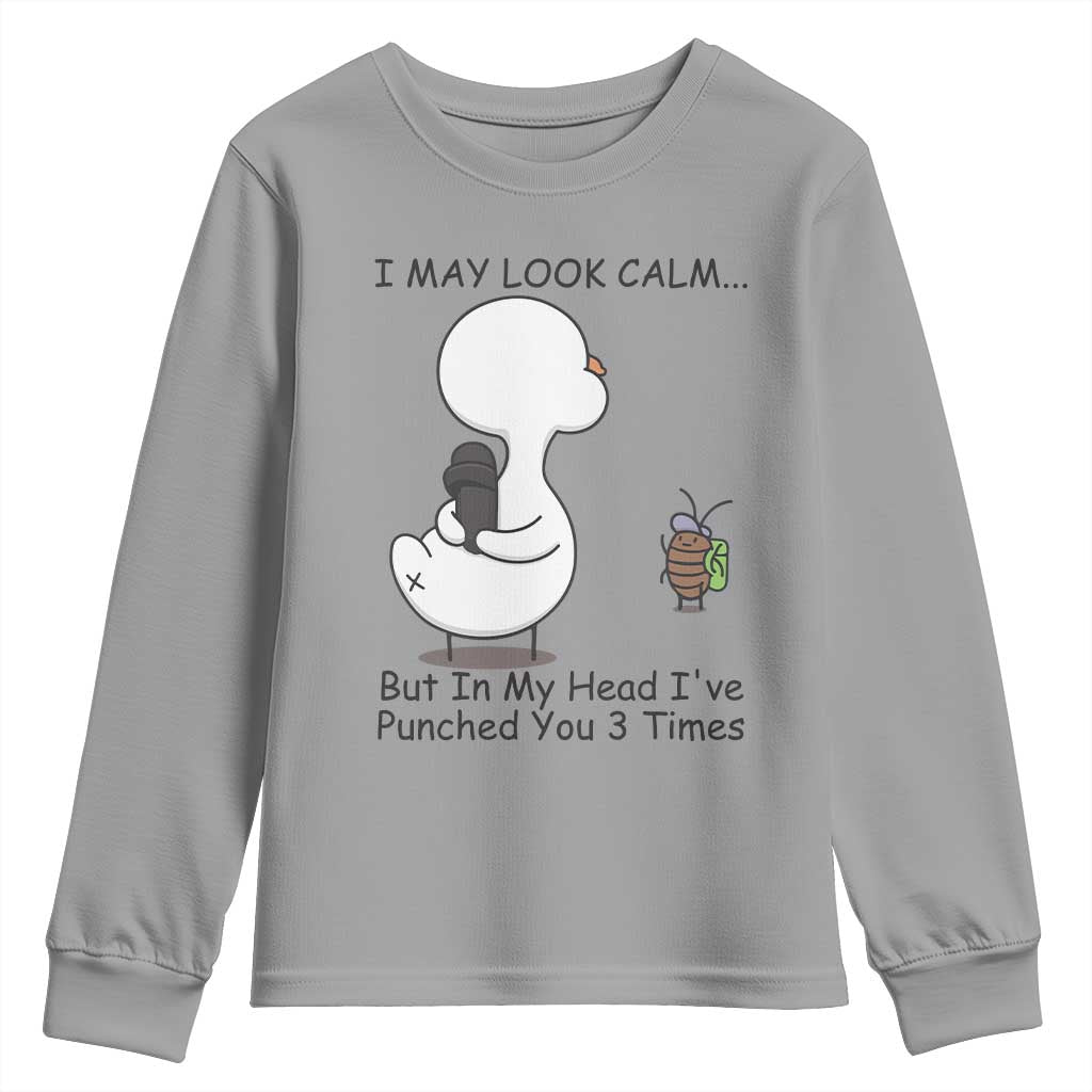 In My Head I Have Pecked You 3 Times Youth Sweatshirt Funny Duck Sarcastic Farm Humor TS14 Sport Gray Print Your Wear