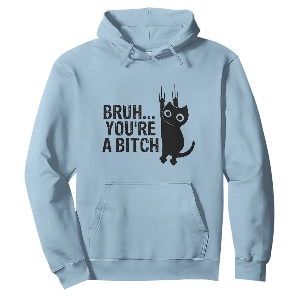 Funny Black Cat Hoodie Bruh You Are A Bitch Kitty Sarcastic Meme TS14 Light Blue Print Your Wear