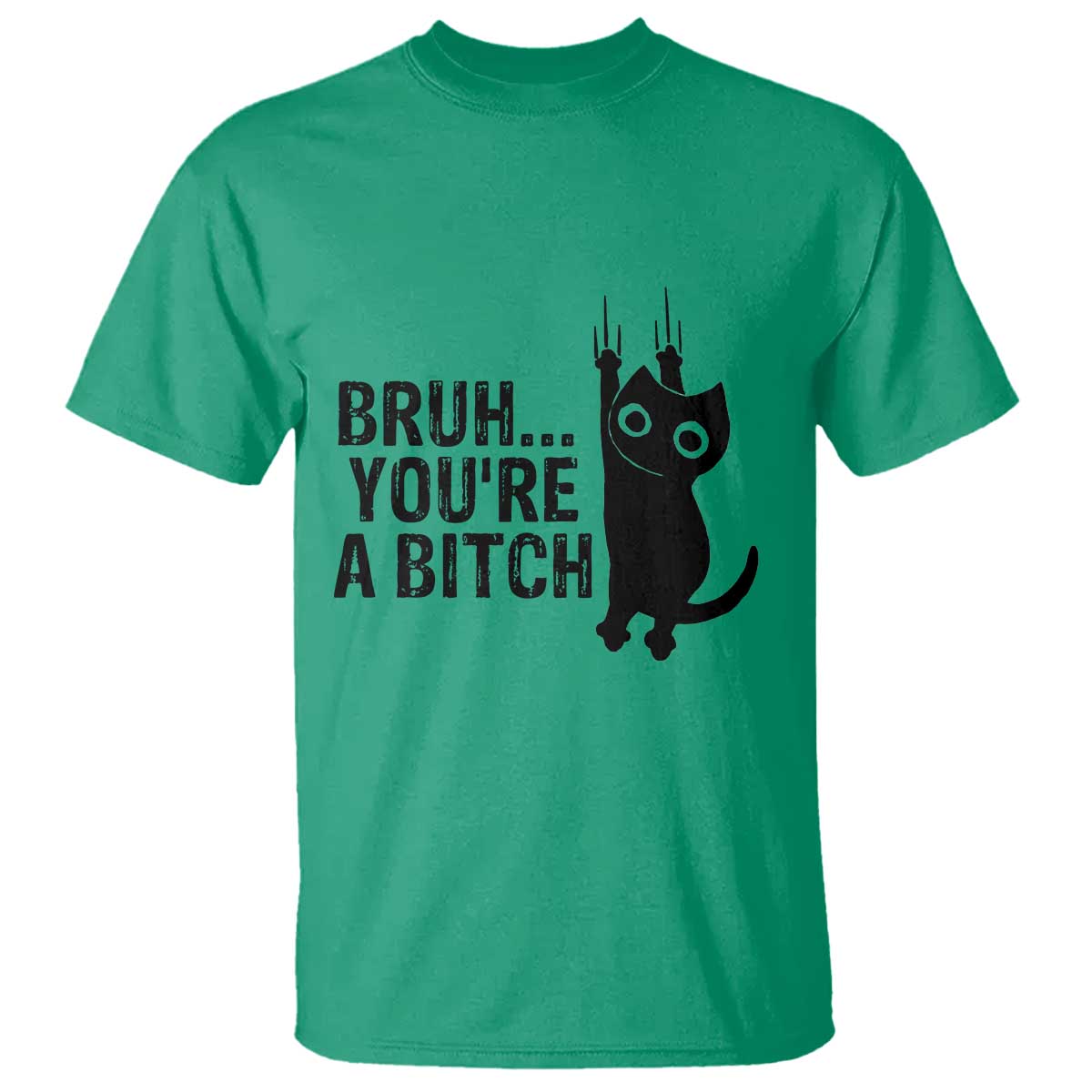 Funny Black Cat T Shirt Bruh You Are A Bitch Kitty Sarcastic Meme TS14 Irish Green Print Your Wear