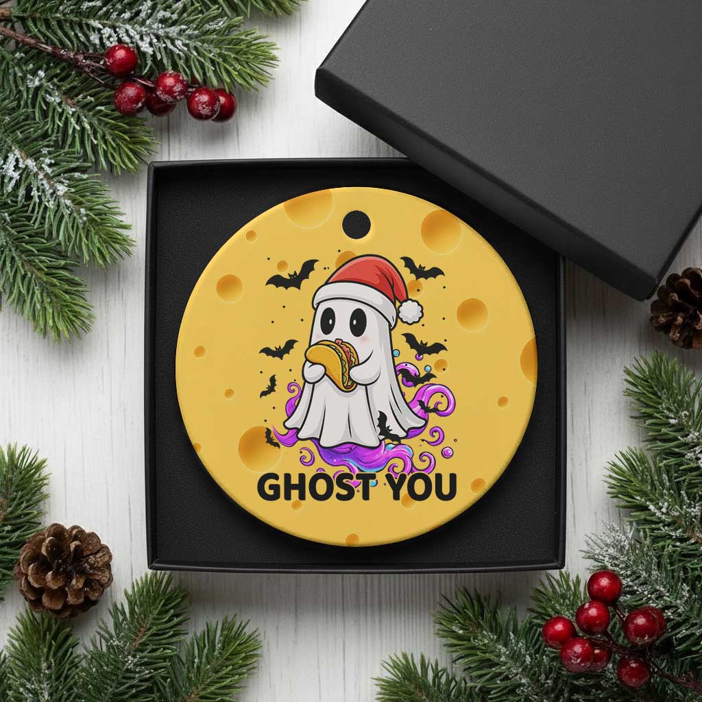 Funny Ghost Halloween Xmas Ceramic Ornament Ghost You TS14 1pc Yellow Cheese Print Your Wear