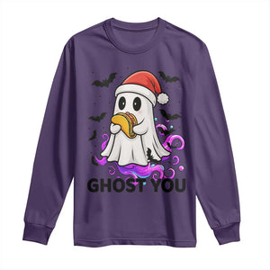 Funny Ghost Halloween Christmas Long Sleeve Shirt Ghost You - Print Your Wear