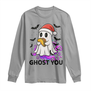 Funny Ghost Halloween Christmas Long Sleeve Shirt Ghost You - Print Your Wear