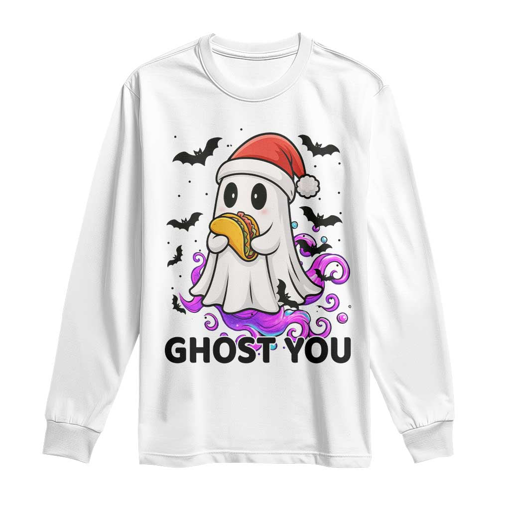 Funny Ghost Halloween Christmas Long Sleeve Shirt Ghost You - Print Your Wear