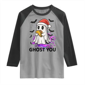 Funny Ghost Halloween Christmas Raglan Shirt Ghost You TS14 Sport Gray Black Print Your Wear