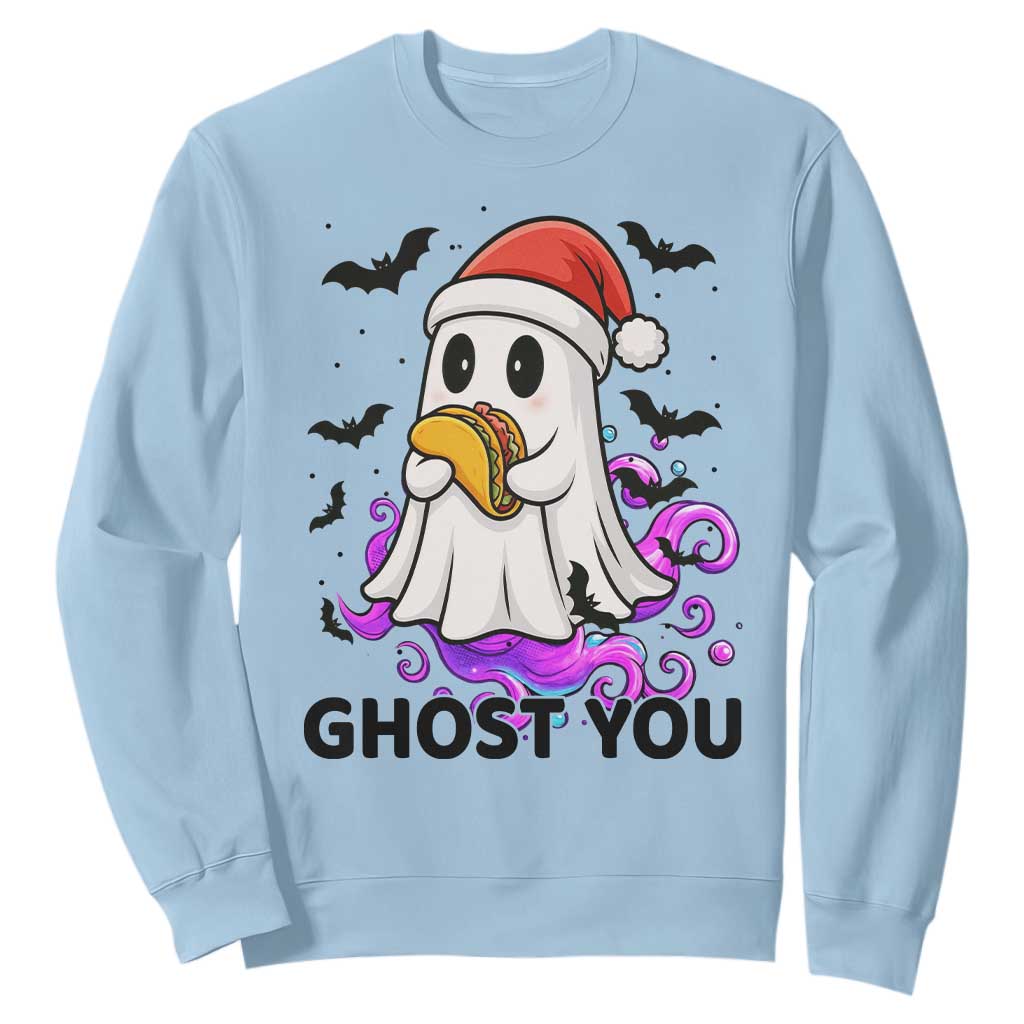 Funny Ghost Halloween Christmas Sweatshirt Ghost You TS14 Light Blue Print Your Wear