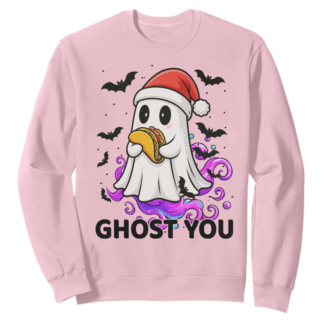 Funny Ghost Halloween Christmas Sweatshirt Ghost You TS14 Light Pink Print Your Wear