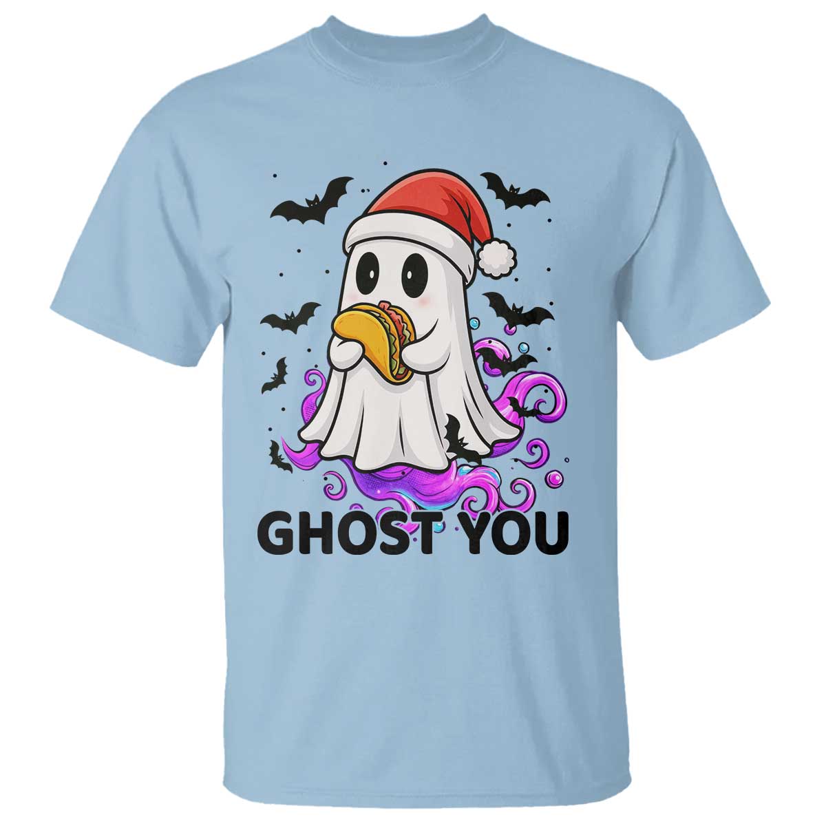 Funny Ghost Halloween Christmas T Shirt Ghost You TS14 Light Blue Print Your Wear