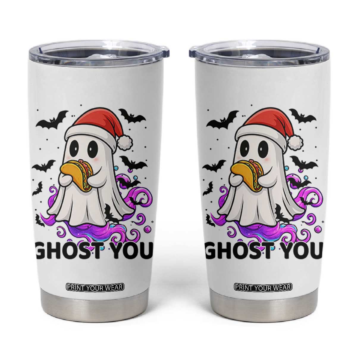Funny Ghost Halloween Christmas Tumbler Cup Ghost You TS14 White Print Your Wear