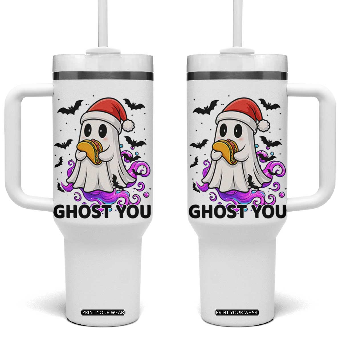 Funny Ghost Halloween Christmas Tumbler With Handle Ghost You TS14 One Size: 40 oz White Print Your Wear