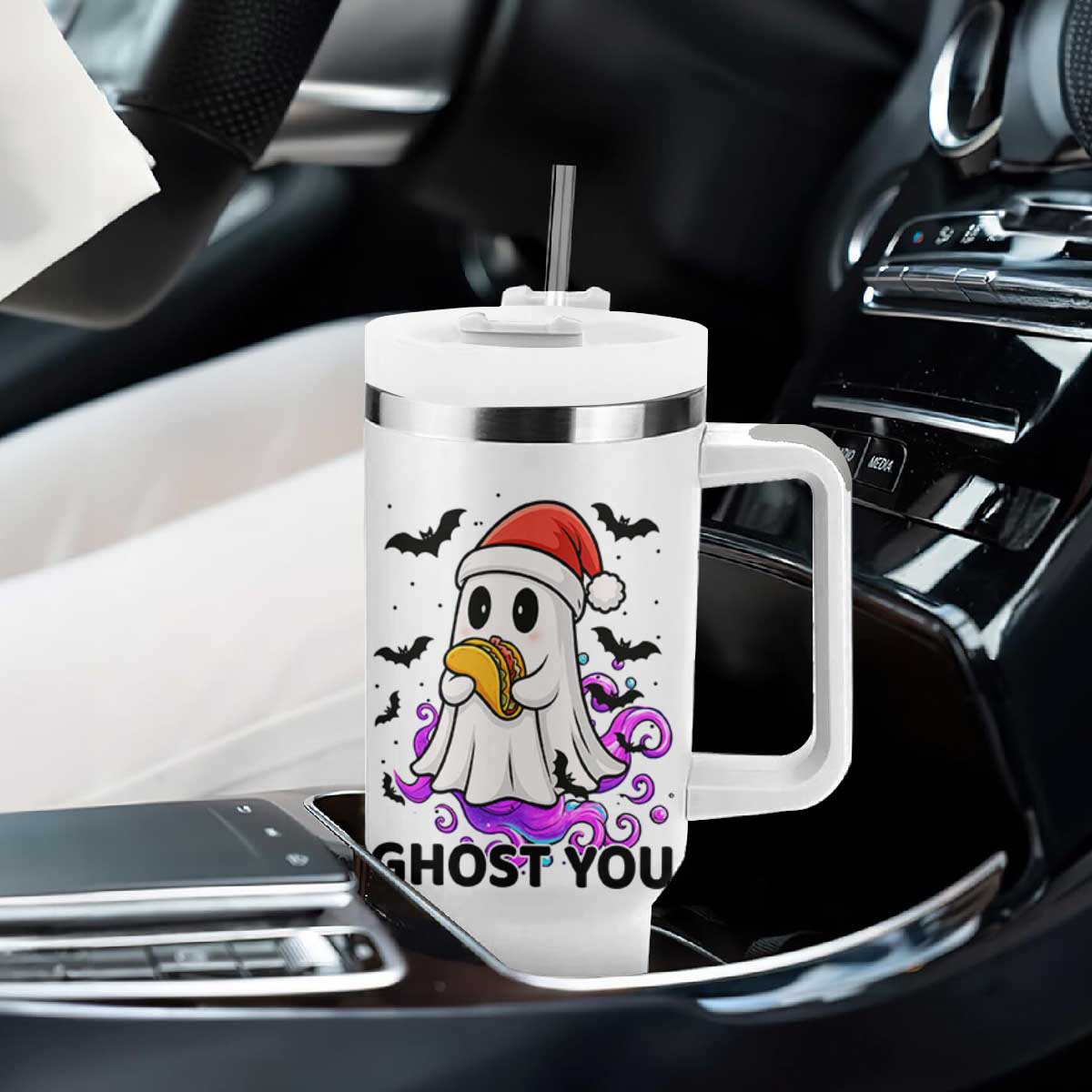 Funny Ghost Halloween Christmas Tumbler With Handle Ghost You - Print Your Wear