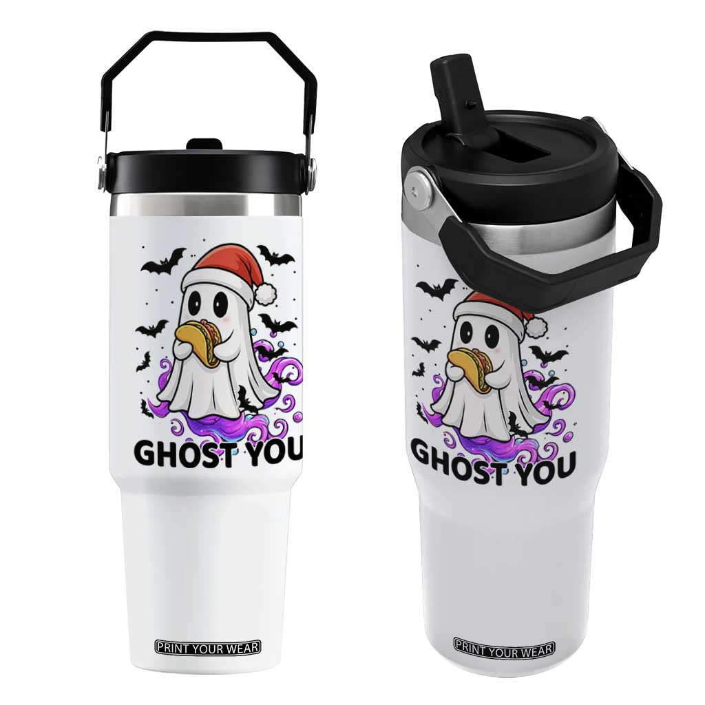 Funny Ghost Halloween Christmas Flip Straw Tumbler Ghost You TS14 One Size: 30 oz White Print Your Wear