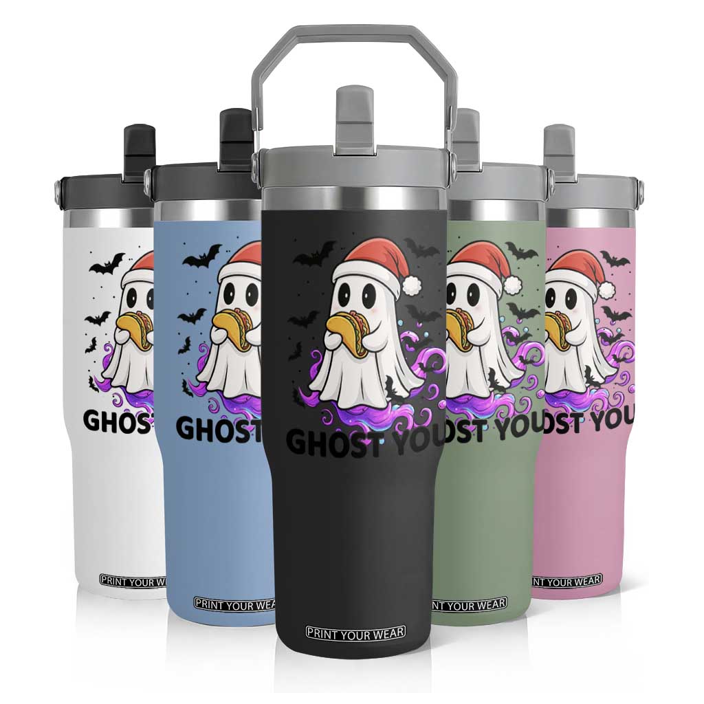 Funny Ghost Halloween Christmas Flip Straw Tumbler Ghost You TS14 Print Your Wear