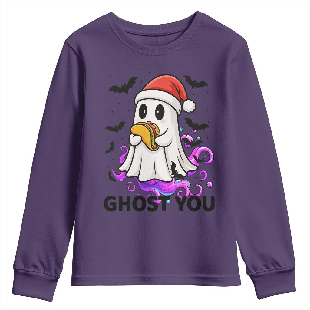 Funny Ghost Halloween Christmas Youth Sweatshirt Ghost You TS14 Purple Print Your Wear