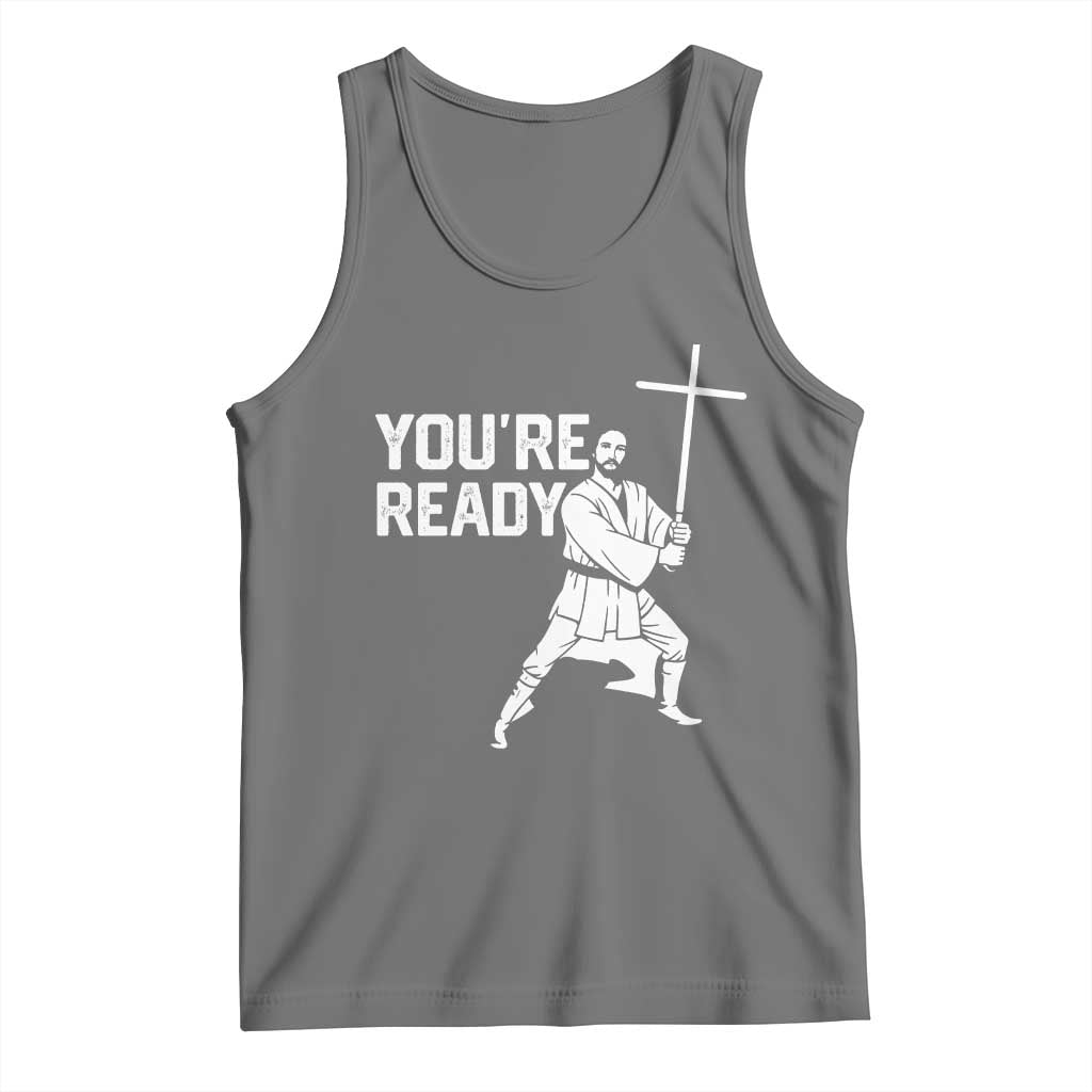 Funny Jesus Christian Meme Tank Top You Are Ready TS14 Black Heather Print Your Wear