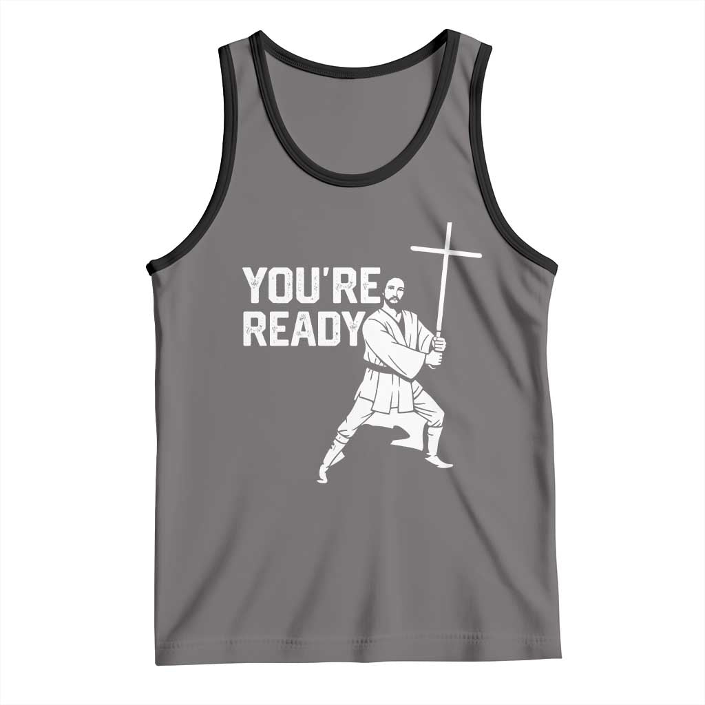 Funny Jesus Christian Meme Tank Top You Are Ready TS14 Deep Heather Black Print Your Wear