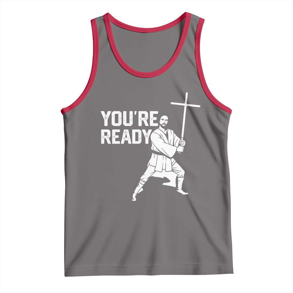 Funny Jesus Christian Meme Tank Top You Are Ready TS14 Deep Heather Red Print Your Wear