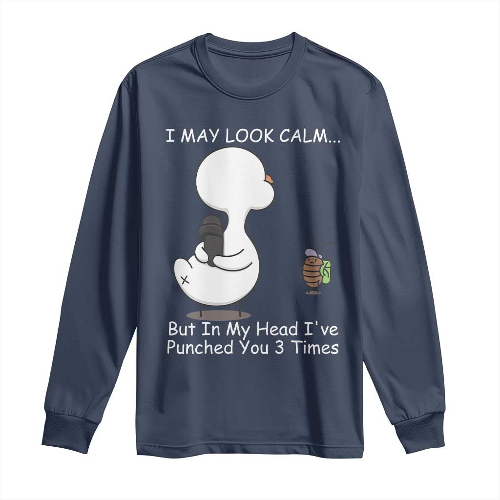 Duck Sarcastic Farm Long Sleeve Shirt In My Head I Have Pecked You 3 Times TS14 Navy Print Your Wear
