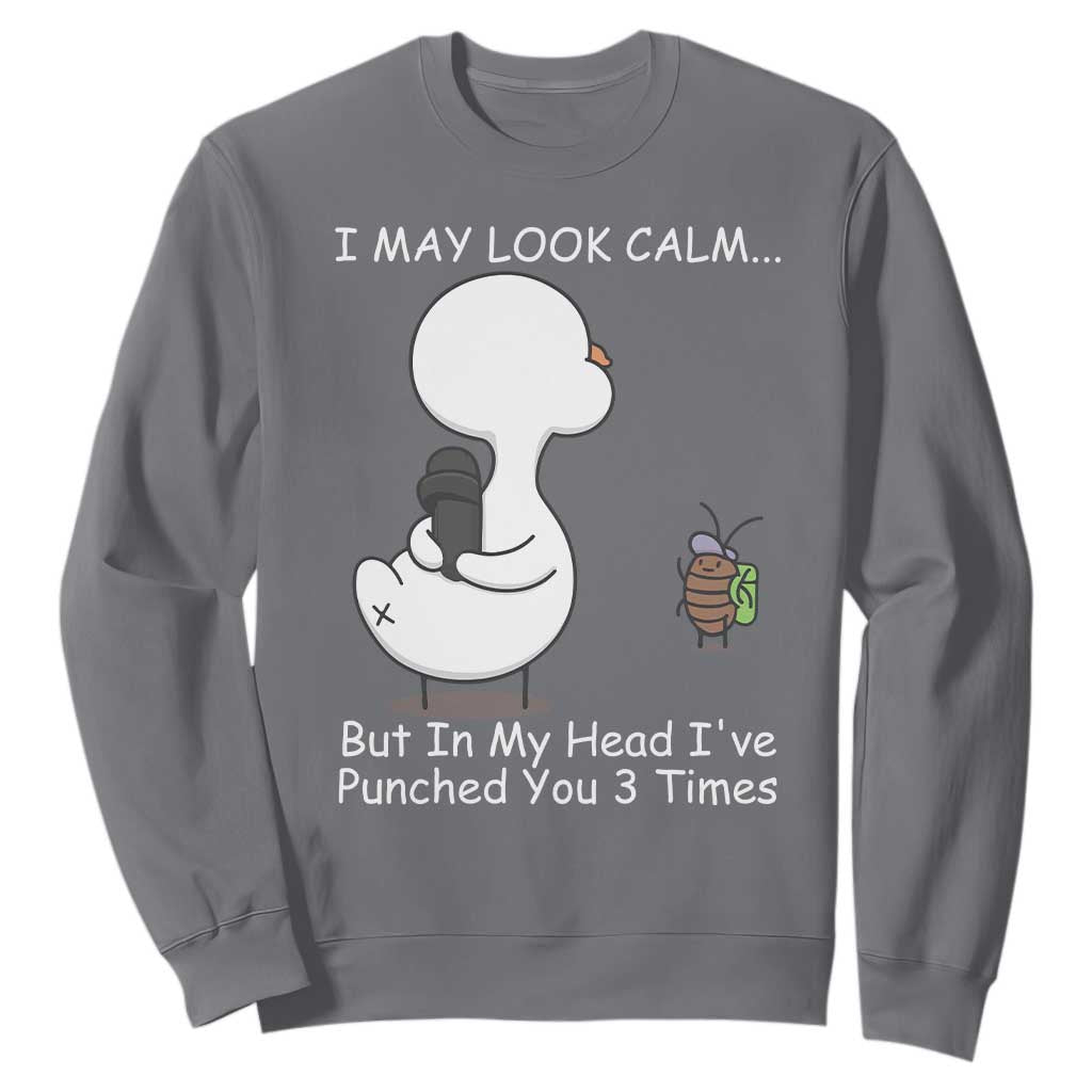 Duck Sarcastic Farm Sweatshirt In My Head I Have Pecked You 3 Times TS14 Charcoal Print Your Wear