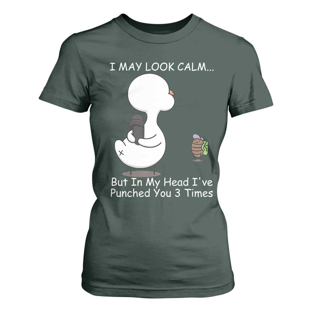 Duck Sarcastic Farm T Shirt For Women In My Head I Have Pecked You 3 Times TS14 Dark Forest Green Print Your Wear