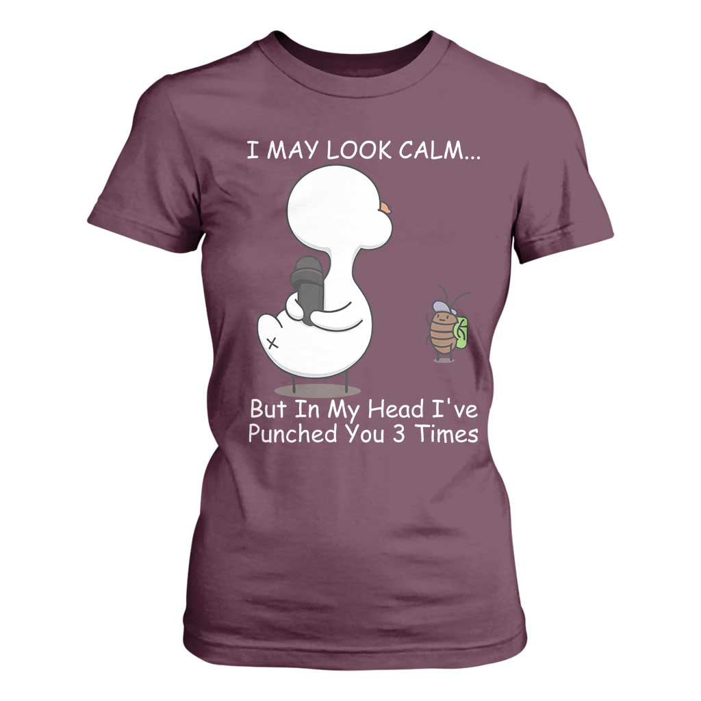 Duck Sarcastic Farm T Shirt For Women In My Head I Have Pecked You 3 Times TS14 Maroon Print Your Wear