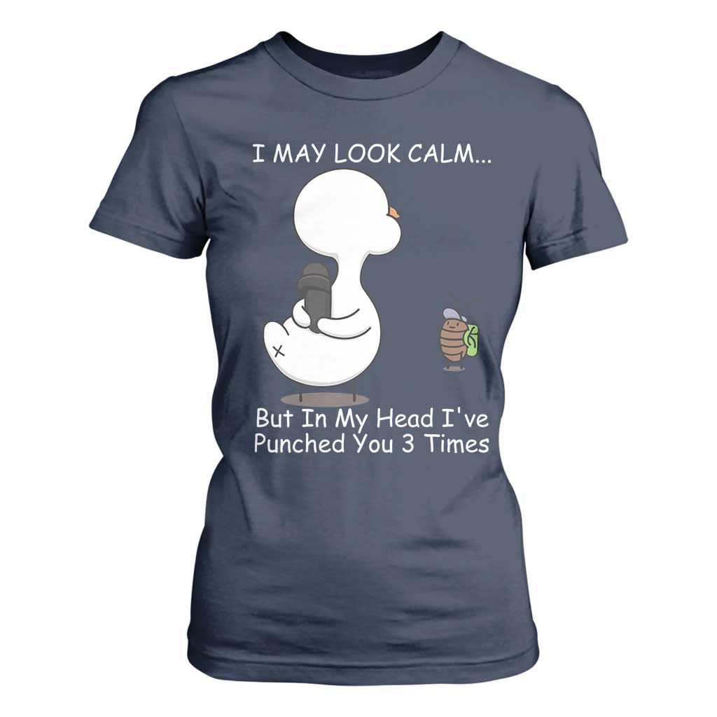 Duck Sarcastic Farm T Shirt For Women In My Head I Have Pecked You 3 Times TS14 Navy Print Your Wear