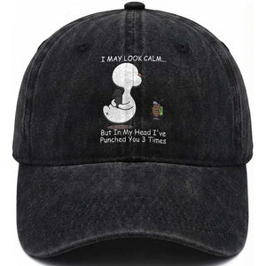 Duck Sarcastic Farm Washed Cotton Baseball Cap In My Head I Have Pecked You 3 Times TS14 Washed Cap Universal Fit Black Print Your Wear