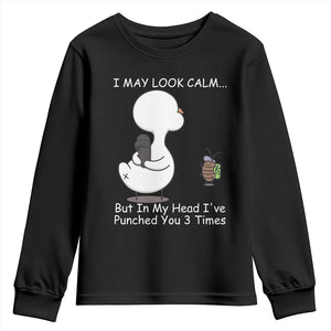 Duck Sarcastic Farm Youth Sweatshirt In My Head I Have Pecked You 3 Times TS14 Black Print Your Wear