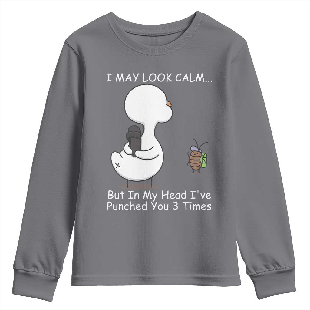 Duck Sarcastic Farm Youth Sweatshirt In My Head I Have Pecked You 3 Times TS14 Charcoal Print Your Wear
