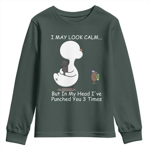 Duck Sarcastic Farm Youth Sweatshirt In My Head I Have Pecked You 3 Times TS14 Dark Forest Green Print Your Wear