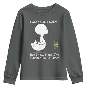 Duck Sarcastic Farm Youth Sweatshirt In My Head I Have Pecked You 3 Times TS14 Dark Heather Print Your Wear
