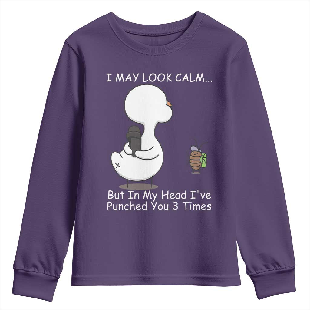 Duck Sarcastic Farm Youth Sweatshirt In My Head I Have Pecked You 3 Times TS14 Purple Print Your Wear