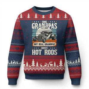Some Grandpas Play Bingo Real Grandpas Drive Hotrods Ugly Christmas Sweater 1932 American Classic Hotrod