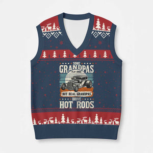 Some Grandpas Play Bingo Real Grandpas Drive Hotrods V-Neck Knit Sweater Vest 1932 American Classic Hotrod