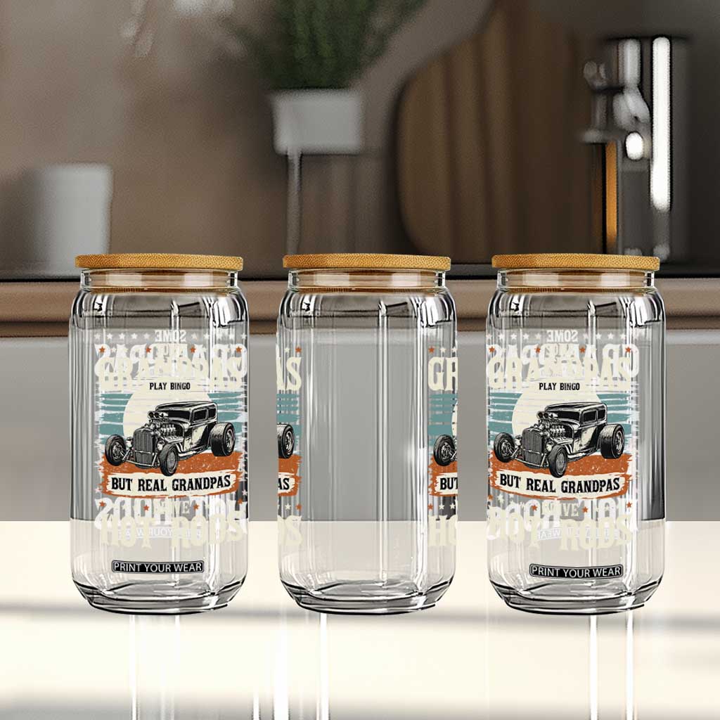 Some Grandpas Play Bingo Real Grandpas Drive Hotrods Glass Can 1932 American Classic Hotrod