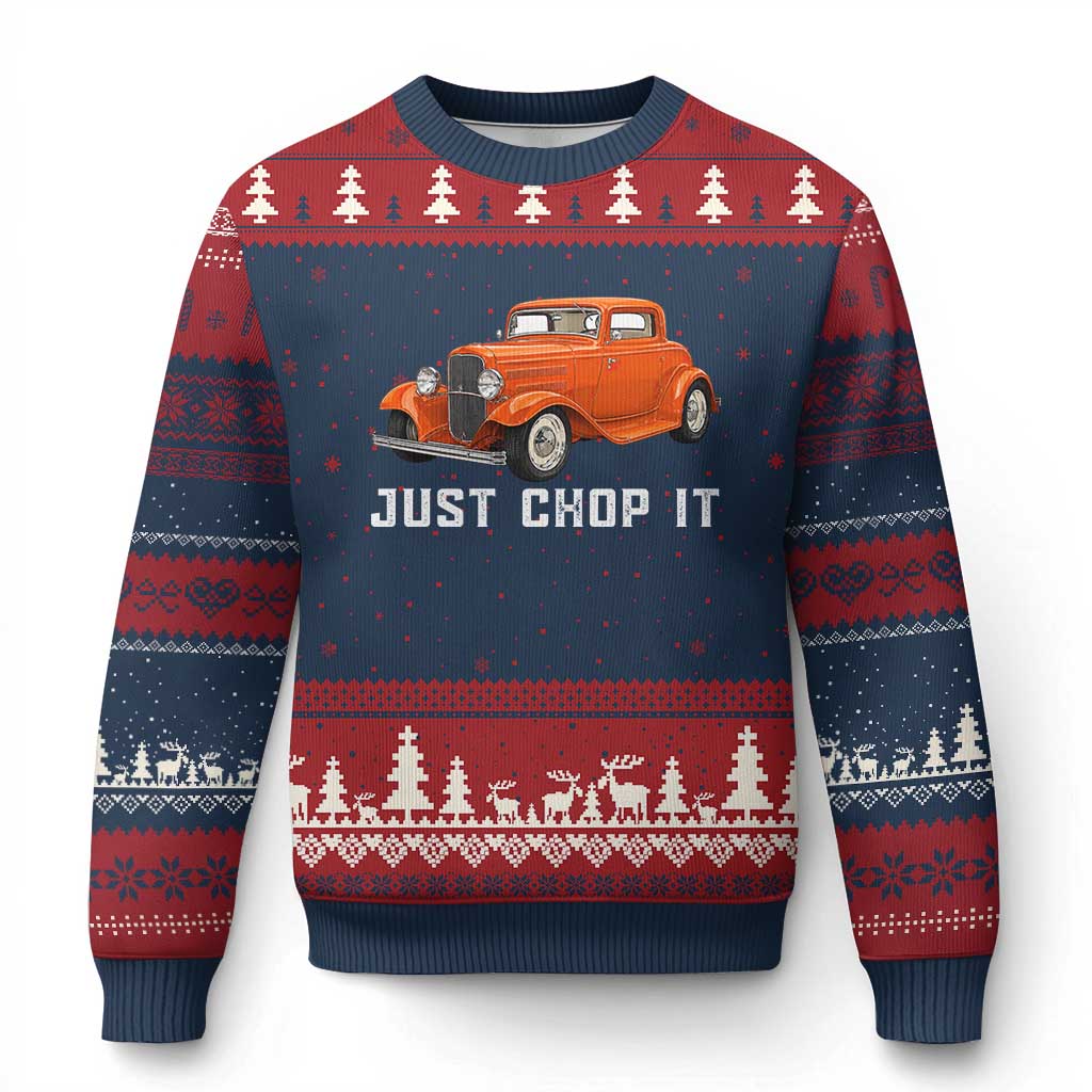Just Chop It Ugly Christmas Sweater 1932 American Classic Hotrod