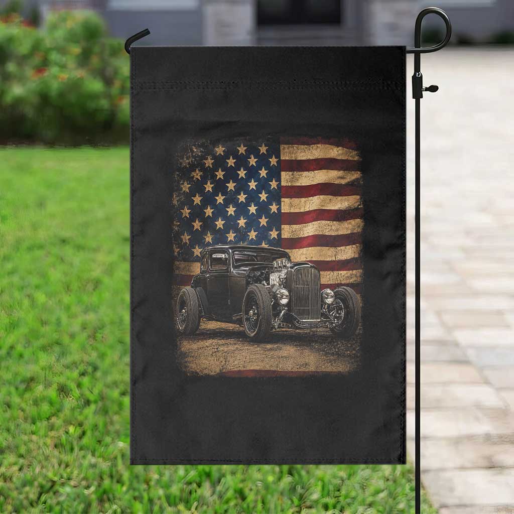 1932 American Classic Hotrod US Flag 4th of July Garden Flag