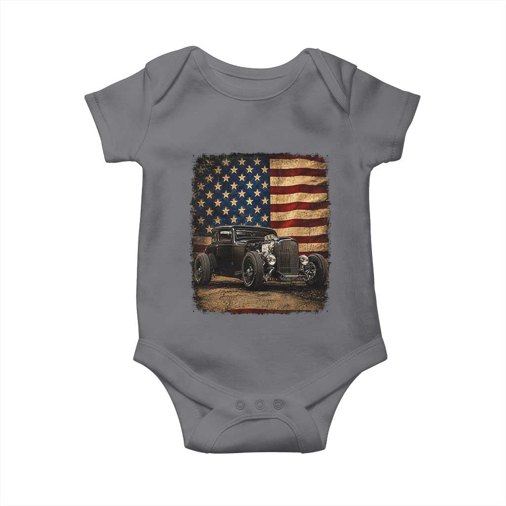 1932 American Classic Hotrod US Flag 4th of July Baby Onesie