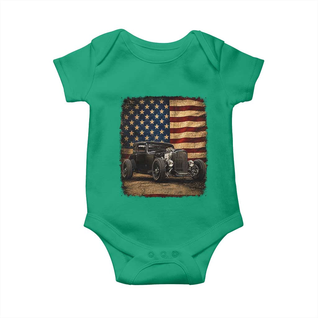 1932 American Classic Hotrod US Flag 4th of July Baby Onesie