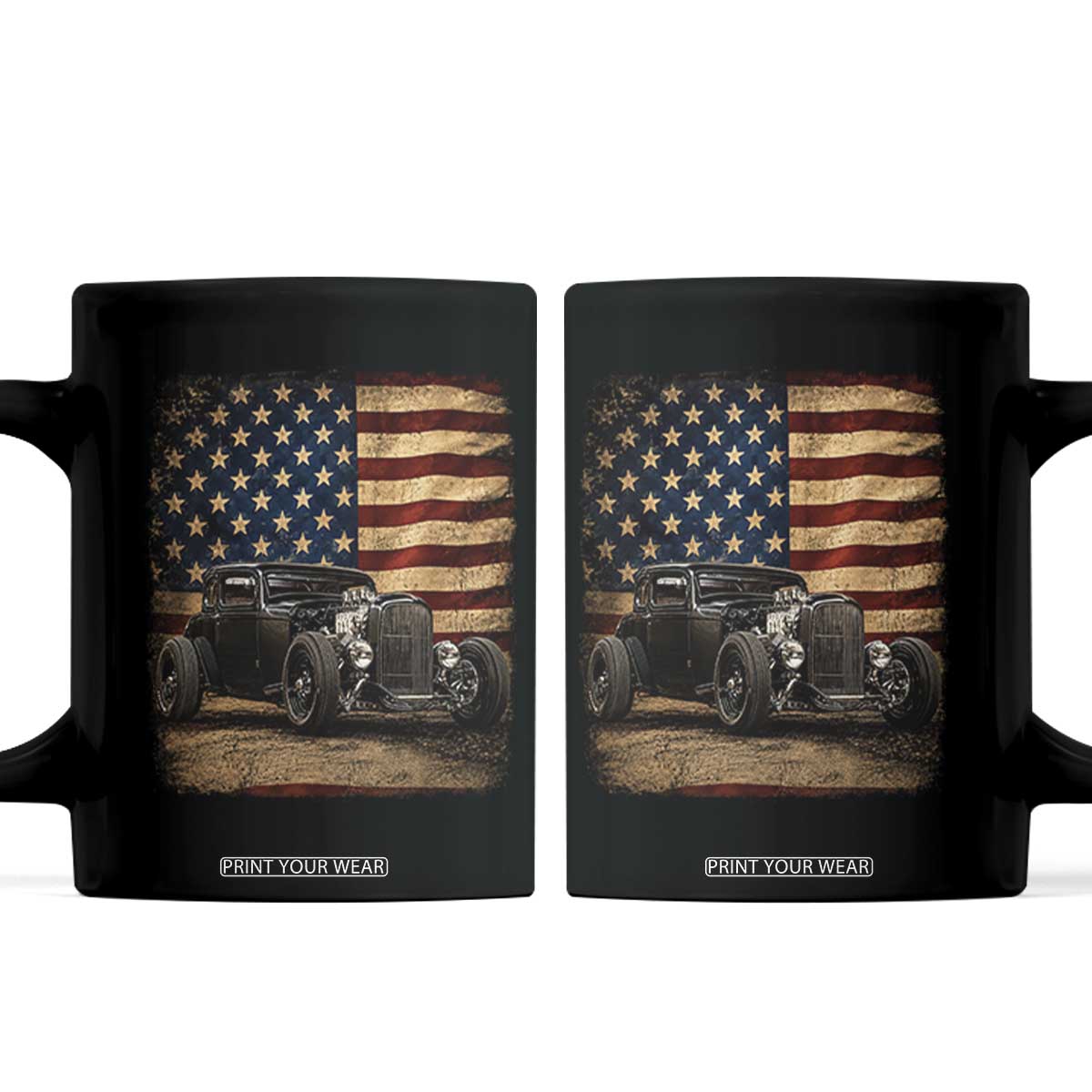 1932 American Classic Hotrod US Flag 4th of July Coffee Mug